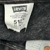 Levis 512 Slim Fit Jeans - 32W 30L Black Cotton