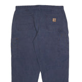 CARHARTT Mens Cotton Blend Blue Loose Straight Trousers W38 L30 Durable Workwear