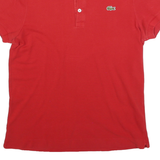 LACOSTE Mens Red Short Sleeve Plain Polo Shirt S Classic Cotton Blend