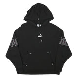 PUMA Womens Black Hoodie M Logo Graphic Cotton Blend Casual Pullover