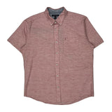 Tommy Hilfiger Striped Short Sleeve Shirt - Large Red Cotton