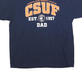 GILDAN Mens Navy Blue CSUF Dad Graphic T-Shirt XL Short Sleeve Crew Neck