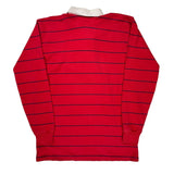Lands End Striped Rugby Shirt - Large Red Cotton
