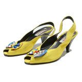 CARINA Womens Yellow Slingback Peep Toe Cone Heel Synthetic UK 8 Stylish Summer