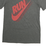 NIKE Mens Grey Red Run Graphic T-Shirt S Short Sleeve Crew Neck Athletic