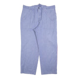 SPILAG Mens Cotton Blue Relaxed Straight Leg Trousers W40 L30 Casual Button