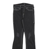 TRUE RELIGION Womens Black Slim Bootcut Denim Jeans W27 L31 Contrast Stitching