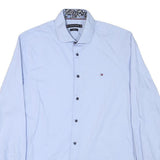 TOMMY HILFIGER Mens Blue Shirt XS Long Sleeve Cotton Blend Classic Fit Casual