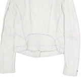 FREAKY NATION Womens White Leather Biker Jacket S Zip Casual Stylish Zip Pockets