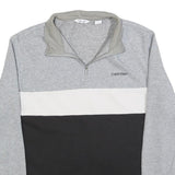 CALVIN KLEIN Mens Grey & Black & White Quarter Zip S Sweatshirt Cotton Pullover