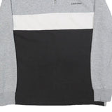 CALVIN KLEIN Mens Grey & Black & White Quarter Zip S Sweatshirt Cotton Pullover