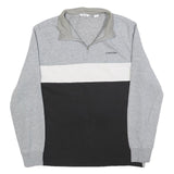 CALVIN KLEIN Mens Grey & Black & White Quarter Zip S Sweatshirt Cotton Pullover