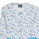 PERSONNE Womens White Blue Polka Dot Jacket S Polyester Blend Button Closure