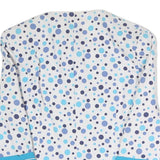 PERSONNE Womens White Blue Polka Dot Jacket S Polyester Blend Button Closure