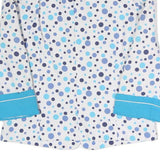 PERSONNE Womens White Blue Polka Dot Jacket S Polyester Blend Button Closure