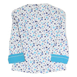 PERSONNE Womens White Blue Polka Dot Jacket S Polyester Blend Button Closure