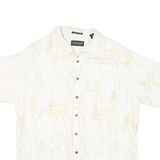 OCEAN PACIFIC Mens White Silk Palm Tree Print Shirt L Lightweight Summer Style
