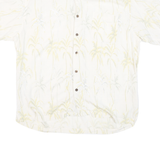 OCEAN PACIFIC Mens White Silk Palm Tree Print Shirt L Lightweight Summer Style