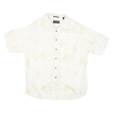 OCEAN PACIFIC Mens White Silk Palm Tree Print Shirt L Lightweight Summer Style