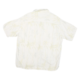OCEAN PACIFIC Mens White Silk Palm Tree Print Shirt L Lightweight Summer Style