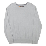 BEN SHERMAN Mens Grey Plain Cotton Blend Jumper Crew Neck Regular L