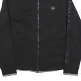 MICHAEL KORS Womens Black Bomber Jacket L Cotton Blend Plain Zip Stylish