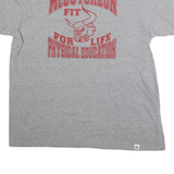 RUSSELL ATHLETIC Mens Grey & Red Graphic T-Shirt L Short Sleeve Crew Neck