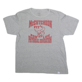 RUSSELL ATHLETIC Mens Grey & Red Graphic T-Shirt L Short Sleeve Crew Neck