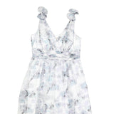 JENNY PACKHAM Womens White Blue Floral Fit & Flare Woven Sleeveless Midi Dress
