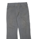 CARHARTT Mens Regular Fit Grey Cotton Blend Trousers W32 L30 Zip Closure Durable
