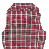 CALVIN KLEIN JEANS Womens Red & White Checked Puffer Jacket M Polyester Zip