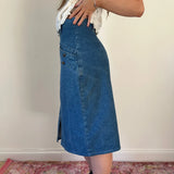 Unbranded Midi Denim Skirt - 28W UK 8 Blue Cotton
