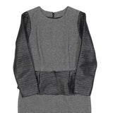 ELLERY Womens Black Grey Wool Sheath Dress Long Sleeve UK 10 Peplum Detail