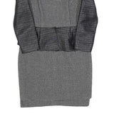 ELLERY Womens Black Grey Wool Sheath Dress Long Sleeve UK 10 Peplum Detail
