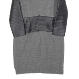 ELLERY Womens Black Grey Wool Sheath Dress Long Sleeve UK 10 Peplum Detail