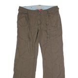 Womens Cotton Blend Khaki Regular Fit Straight Leg Trousers W34 L32 Casual Wear