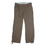 Womens Cotton Blend Khaki Regular Fit Straight Leg Trousers W34 L32 Casual Wear