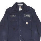 CARHARTT Mens Navy Blue Work Shirt S Cotton Long Sleeve Casual Utility