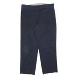 DICKIES Mens Cotton Blend Navy Regular Straight Trousers W38 L30 Workwear Casual