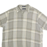 NAUTICA Mens Beige & Cream Check Shirt XL Cotton Short Sleeve Casual Summer