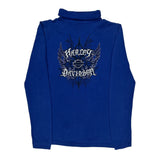 Harley Davidson Roll Neck Sweater - Medium Blue Cotton