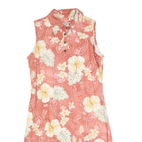 CARIBBEAN JOE Womens Coral Floral Rayon Sleeveless Polo Dress M Summer Beachwear