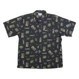 MEL RICHMAN Mens Black & Beige Cotton Blend Shirt 2XL Casual Short Sleeve
