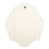 Mens White Plain Polyester Blend Long Sleeve Shirt S Classic Formal Button Down