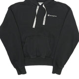 CHAMPION Womens Black Hoodie L Cotton Blend Pullover Drawstring Hood