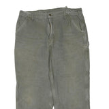 CARHARTT Mens Cotton Blend Regular Green Workwear Trousers W40 L30 Durable Zip