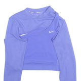 NIKE Womens Blue Sports Top Long Sleeve Crew Neck Cut-Out M Activewear