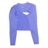 NIKE Womens Blue Sports Top Long Sleeve Crew Neck Cut-Out M Activewear