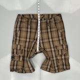 Lee Checked Cargo Shorts - 34W 11L Brown Cotton