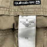 Quiksilver Cargo Shorts - 34W 11L Beige Cotton